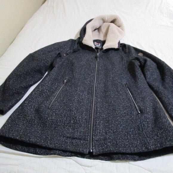 I Madison Expedition women's size XL, grey tweed hooded coat, lined, front zip - Picture 6 of 15